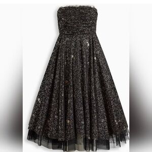 Betsey Johnson Torrid Black Gold Tulle Strapless Dress NWOT